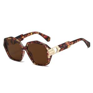 Lunettes de soleil polygonales surdimensionnées vintage tendance 2025 avec logo personnalisé, protection UV400, monture large hexagonale - Product Image 6