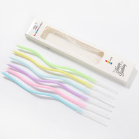 6er-Set Bestseller Schöne Bunte Regenbogen Locken Spiralen Hohe Happy Birthday Torten Glückskerzen Vergoldete Kurvenkerze