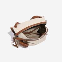 Französische Nischen-Design Baumwoll-Leinen Patchwork Reißverschluss-Umhängetasche Damen Pendler-Tasche mit Großer Kapazität Canvas Schulter-Crossbody-Tasche