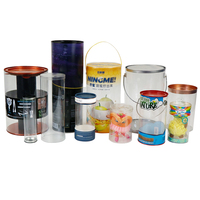 Tube en acétate d'animal familier Cylindre rond en plastique Boîte à biscuits Emballage personnalisé pour produits Cylindre transparent