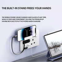 Prise murale intelligente USB à charge rapide 20W avec câble rétractable pour téléphone portable, prise de type C, norme britannique