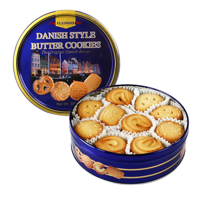 Decoración danesa al por mayor fabricantes de dulces galletas de mantequilla personalizadas