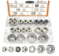 Kit d'assortiment de roulements à billes 44 pièces en acier au carbone à gorge profonde C3 P0 de précision pour roues de meubles, impression 3D, etc., 7 tailles