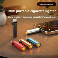 Encendedor de Seguridad Portátil Resistente al Viento para Exteriores, Modelo DA005, Mini, con Puerto Tipo C para Teléfono Móvil y Encendedor de Cigarrillos para Auto