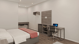 Yeni tasarım kırmızı çatı Inn otel mobilya üreticisi ucuz Guangzhou otel mobilya Metal karyola iskeleti Modern otel mobilyaları - Product Image 2