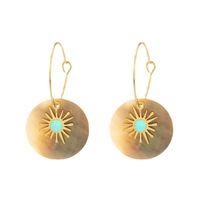 Boucles d'oreilles pendantes en cuivre motif soleil, disques ronds avec pierre turquoise, bijoux de mode bohème pour femmes, vente en gros