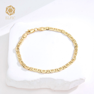 Elfic da donna 4MM Oro Laminado 14k braccialetto di gioielli in rame cubano Figaro modello di rame all'ingrosso - Product Image 2