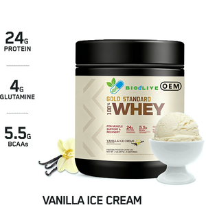 Protéine de Lactosérum Gold Standard Saveur Crème Glacée Vanille 24g Protéines 5.5g BCAA pour le Soutien Musculaire et la Récupération OEM Marque Privée - Product Image 2