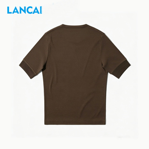 Lancai Stock Summer Men's Polyester/Cotton Fleece Washed Breathable Quick Dry O-Neck T-<b>Shirt</b> Top Casual Regular Fit Plus Size - Product Image 2