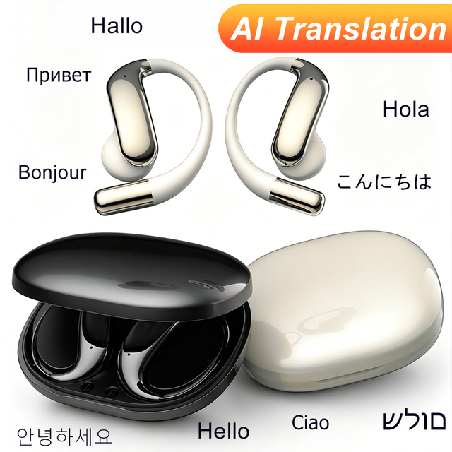 YYK-Q20 AI Translation Wireless Earbuds Ear Hook Sports Earphones with Multilingual Bidirectional Translate for Business