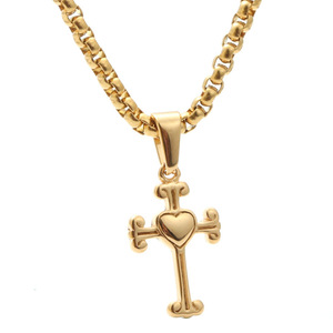 Heart <b>Cross</b> Necklace Zinc Alloy Unisex Pendant Gift Jewelry - Product Image 1