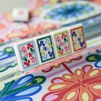 Jeu de Mahjong de luxe de style américain, jetons de poker en acrylique couleur écaille de tortue, motif floral, Joker rétro, portable pour la maison, finition patinée à la main