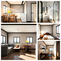 Casa Contenedor de Lujo de 2-4 Dormitorios, de Dos Pisos, Expandible, Móvil, Modular, Prefabricada, Contenedor de 20 pies/40 pies, Casa Plegable para Vivir