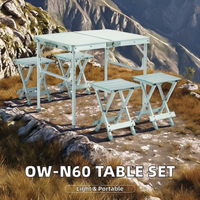 Ensemble table et chaises de camping pliantes d'extérieur en aluminium léger de conception moderne coréenne OW-N60 pour les restaurants et les parcs