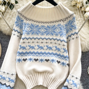 <span class=keywords><strong>Pull</strong></span> en tricot élégant de style français pour femmes - Design patchwork irrégulier, mode d'hiver - Product Image 5