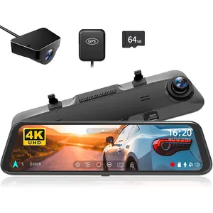 Wolfbox G850 4K Front And Rear Mirror Dual Camera Car Video Recorder Dash Cam With GPS
