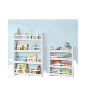 Wooden Wood Shelf Wooden Wall Mounted 4 Tiers Children Kids Bookcase Book Shelf Storage Display Shelving Rack