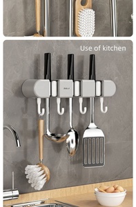 Estante de almacenamiento de plástico para baño de fábrica, gancho de fregona de goma suave, hebilla sin costuras, estante montado en la pared, Clip para estante de fregona - Product Image 6