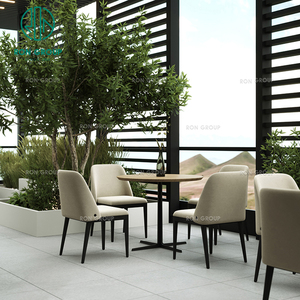 Mesa Redonda Blanca Minimalista Multifuncional de Madera para Cafetería, Silla de Cuero para Cafetería, <span class=keywords><strong>Muebles</strong></span> Comerciales para Tienda de Té con Leche y Restaurante - Product Image 6