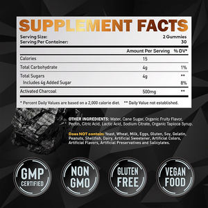 Gummies Détox au Charbon Actif Végétalien pour Adultes – Soutien Individuel Santé et Digestion, Boost Immunitaire Nutritif - Product Image 2