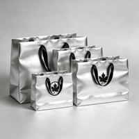 Tas Kertas Kardus Emas/Perak Portable Model Hollow-out dengan Cetak Logo Custom dan Pegangan Die-Cut untuk Toko Pakaian, Kosmetik, dan Hadiah Kecil