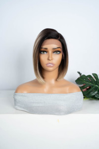 Peluca Frontal de Cabello Sintético Transparente para Mujeres Negras y Blancas, Pelucas Bob Resistentes al Calor, Rubias, de <span class=keywords><strong>10</strong></span> Pulgadas, Lisas y Sedosas - Product Image 6