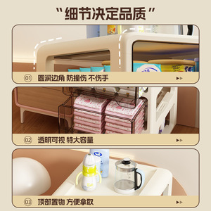 <b>Plastic</b> <b>Storage</b> <b>Drawer</b> Cabinet Multi Layer With Wheels For Baby Diapers And Formula Organization - Product Image 2