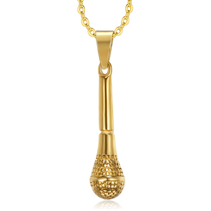 Pulido de alta delicado diseño punk joyería de acero inoxidable 18k Placa de Oro de la música micrófono colgante collar - Product Image 1