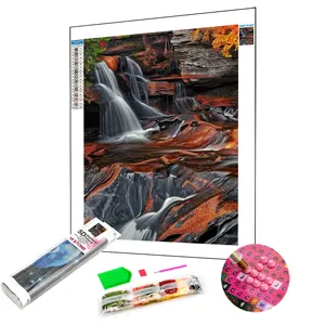 Factory Direct 5d Diy Mountain Stream Diamond Painting Full Diamond With Ab Drill Diamond Mosaic Paintings For Home Decor Luxury