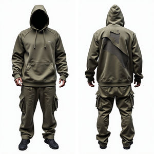 Sudadera con capucha bordada personalizada unisex conjunto de dos piezas de poliéster/algodón al por mayor para hombres y mujeres ropa de otoño - Product Image 5