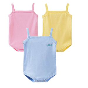 Vestiti estivi per bebè in cotone 100% personalizzato CPC senza maniche canotta per neonato vestito con spalline sottili body per bambina - Product Image 1
