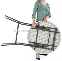 Tables pliantes en plastique de haute qualité pour l'extérieur, usage hôtelier, mobilier commercial moderne JC-J02, base en acier HDPE, fourniture directe usine