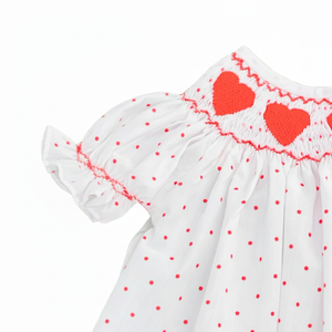 2024 Valentine Girl Smocked Dress Set Alta calidad 100% algodón MOQ bajo Diseño personalizado Venta al por mayor Hecho Vietnam Ropa para niños - Product Image 1