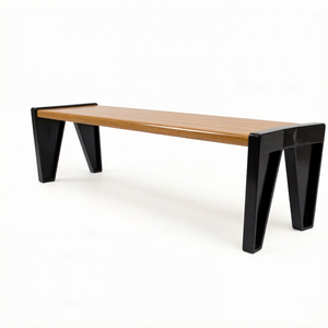 Banc de jardin moderne à pieds en <span class=keywords><strong>V</strong></span>, structure métallique, lattes en bois, pour l'aménagement paysager commercial et le développement <span class=keywords><strong>immobilier</strong></span> - Product Image 4