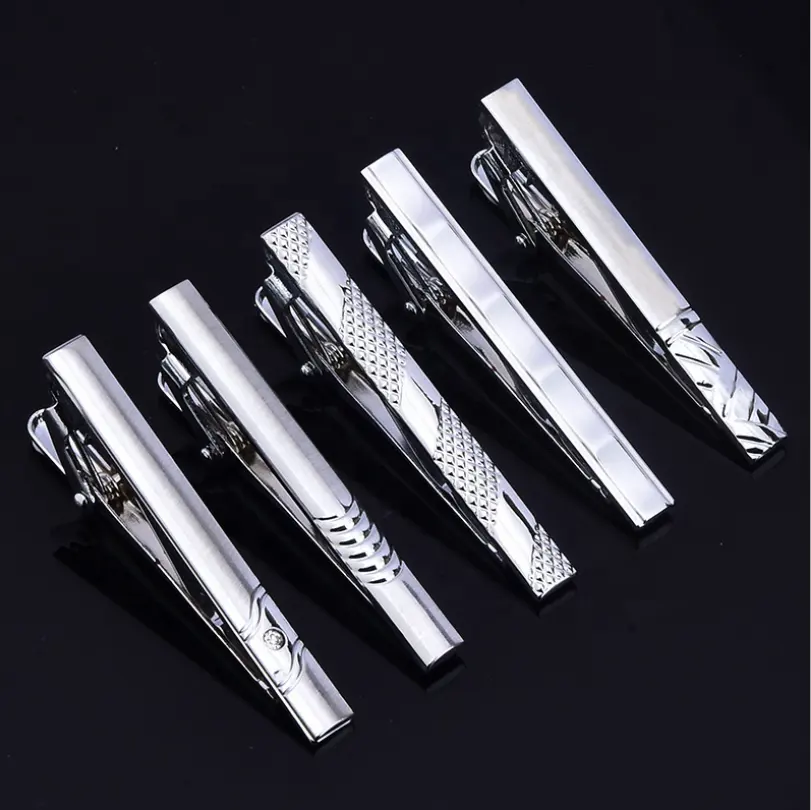 5*0.6センチメートルElegant MenのTie Clip Clasp Bar Exquisite Design Silver Necktie Clip Pin Bar CheapとPremiumギフト