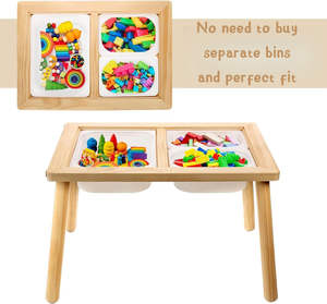 Table d'activité en bois Montessori Sensory Indoor Play pour la <span class=keywords><strong>maternelle</strong></span> Table à eau de sable préscolaire pour la garderie pour la salle de bain Chambre à coucher - Product Image 4