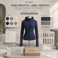 Veste de yoga pour femme à fermeture éclair intégrale, à capuche, avec trous pour les pouces, coupe ajustée, haut d'entraînement, fabrication sur mesure, marque privée, OEM, ODM, fabricant de vêtements de sport