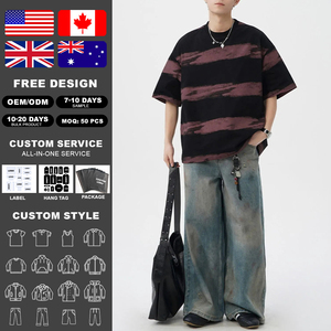 Camiseta KingSen personalizada de manga corta 100% algodón con contraste de color, hombros caídos, estilo casual y holgado para hombre. - Product Image 2