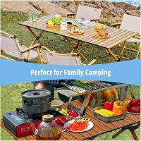 Table de camping rectangulaire pliable en aluminium de 4 pieds, légère et portable, pliable et enroulable, pour pique-nique en plein air, plage ou fête