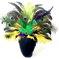 Mardi Gras Violet Cocktail Paon Chapeaux Nouvelle-Orléans Mascarade Masque Faux Plume Sequin Bandeau pour les Fêtes Promotions