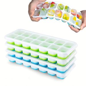 Silicone Plastic Items Refrigerator Ice Cube Tray <b>Box</b> <b>Stackable</b> Ice Cube Tray with Lid - Product Image 1