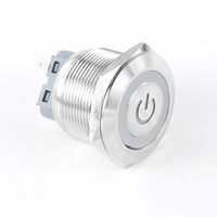 Interrupteur à bouton-poussoir métallique industriel à tête plate de 25 mm, IP67, à réinitialisation automatique, avec indicateur LED, kit pour armoire d'arcade, pour le contrôle des machines