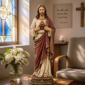 Escultura <span class=keywords><strong>de</strong></span> Resina Pintada a Mano del Sagrado <span class=keywords><strong>Corazón</strong></span> <span class=keywords><strong>de</strong></span> Jesús, Adorno Religioso para el Hogar o la <span class=keywords><strong>Iglesia</strong></span>, para Pascua - Product Image 6