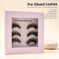 Cils pré-collés style ailé, demi-bande, effet œil de chat, légers, bande invisible, marque privée, vente en gros Royaume-Uni, France, Italie