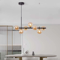 Lustre Suspendu LED en Verre Bulle Style Nordique pour Restaurant et Bar - Lampe Longue en Forme de Haricot Magique