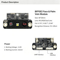 Module de reconnaissance faciale et veineuse BFP3E2 Stock 2 voies audio binoculaire UVC UART avec écran LCD et USB pour terminal de contrôle d'accès et serrure intelligente
