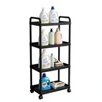 Chariot de rangement mobile à 4 niveaux sur roulettes, organisateur de cuisine en plastique, chariot domestique mobile