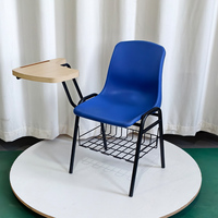 Chaise d'école en plastique moderne avec tableau d'écriture, design empilable, taille standard, fabricant de mobilier scolaire