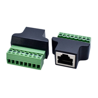 Adaptateur de connecteur de borne Ethernet RJ45 femelle vers bornier à vis 8 broches en plastique et cuivre pour DVR numérique de vidéosurveillance