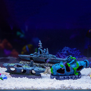 Explosions Simulation naufrage ornements Aquarium Aquarium aménagement paysager décoratif navire usé sous-marin résine voile abri - Product Image 3